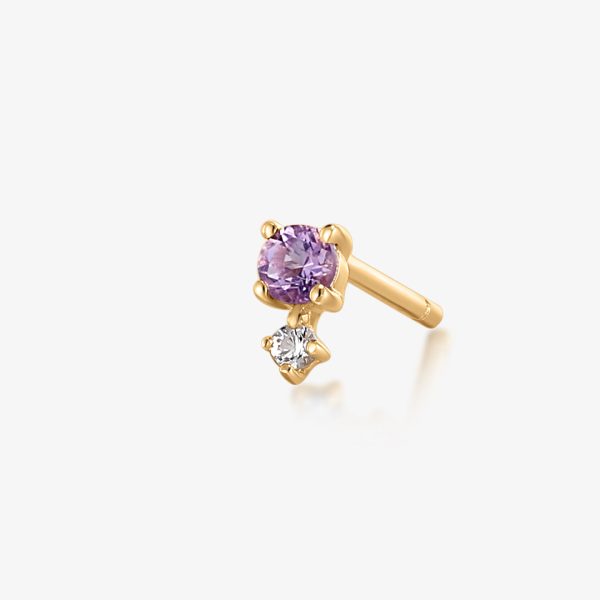 February Birthstone | Amethyst and White Sapphire Stud Earring