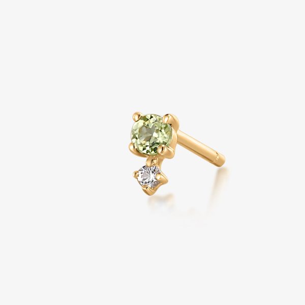 August Birthstone | Peridot and White Sapphire Stud Earring