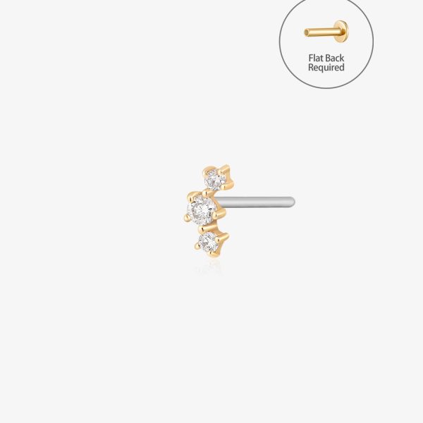 CAELI | Triple Diamond Threadless Flatback Earring