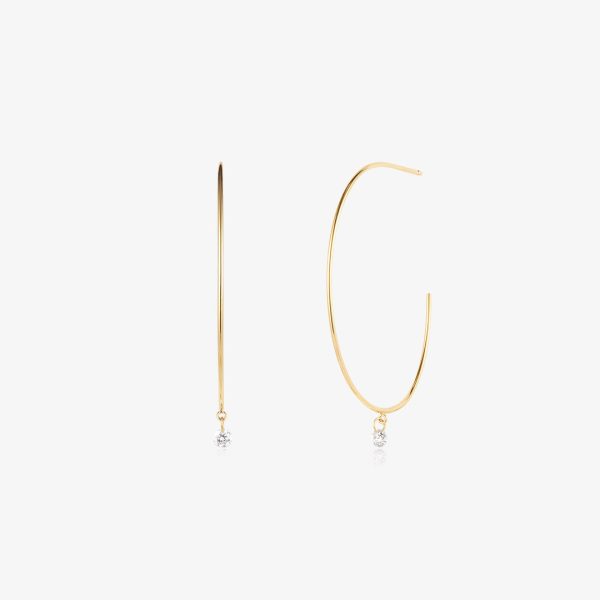 PIROUETTE | Single Floating Diamond Hoop Earrings