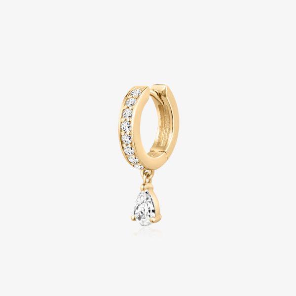 Pear Lab Grown Diamond Drop Pavé Single Huggie Hoop