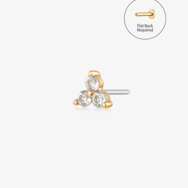 ALESSA | White Sapphire Triple Cluster Threadless Flatback Earring
