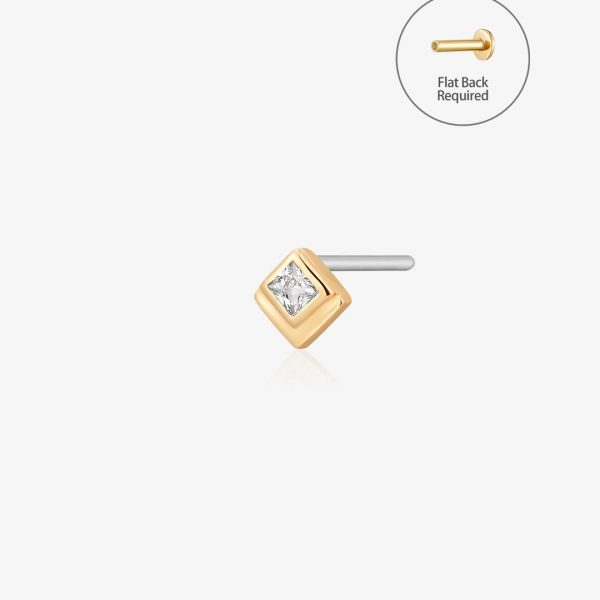 AZTECA | White Sapphire Square Pyramid Threadless Flatback Earring