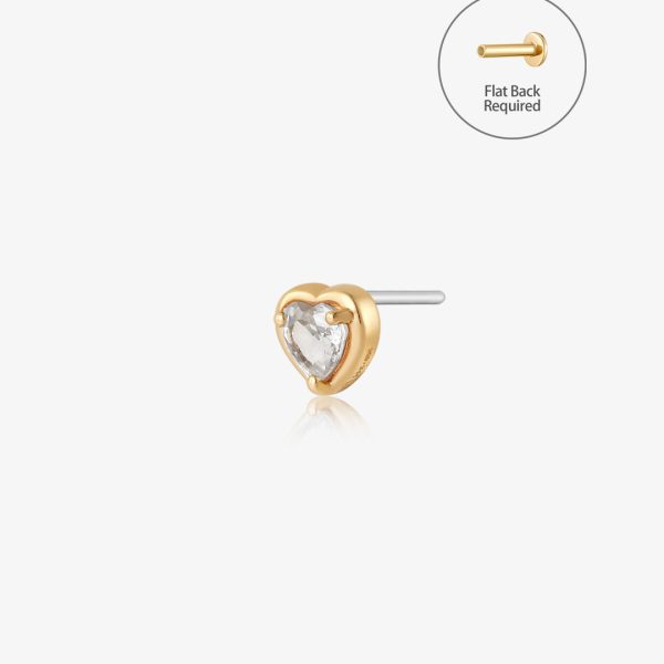 ARABELLA | White Sapphire Heart Threadless Flatback Earring