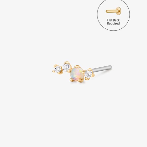 VENUS | Single Opal And Diamond Threadless Flatback Earring