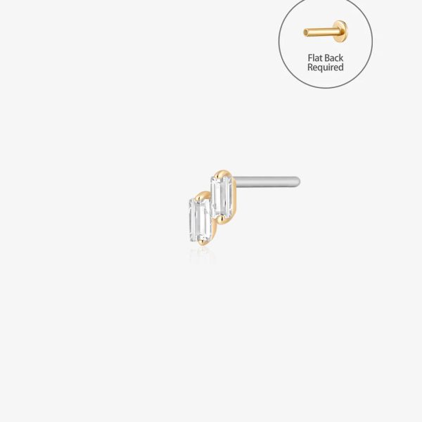 DEVON | Baguette Duo White Sapphire Threadless Flatback Earring