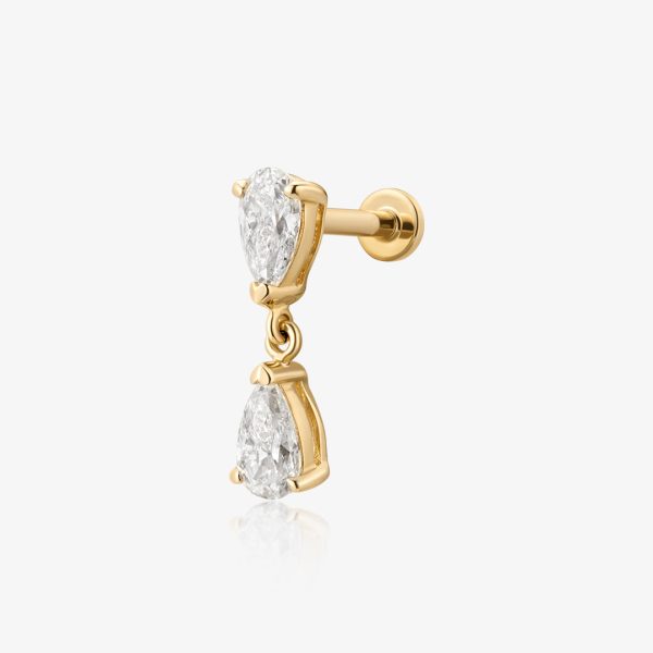 HERMIONE | Double Pear Lab Grown Diamond Threaded Flatback