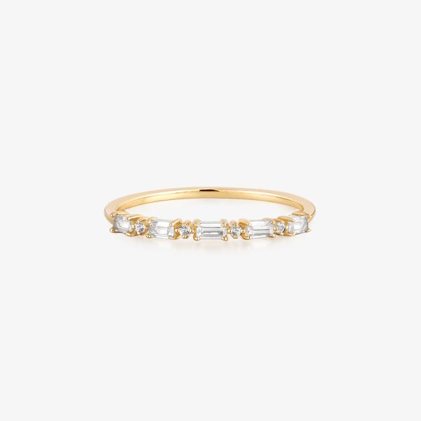 LUNA | Baguette and Round White Sapphire Band Ring