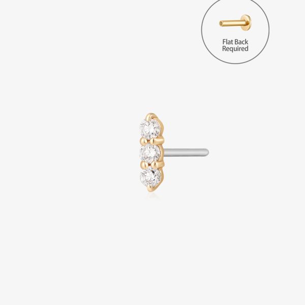 AGNES | Triple Diamond Threadless Flatback Earring