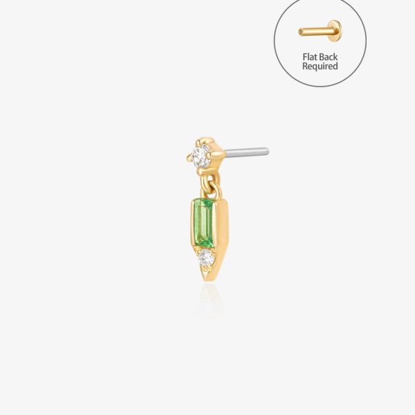 VESPER | Tsavorite and Lab Grown Diamond Threadless Flatback Earring