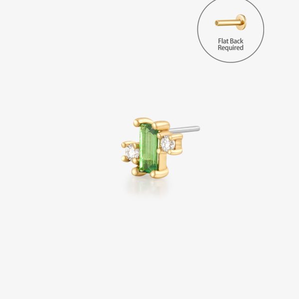WREN | Tsavorite and Lab Grown Diamond Threadless Flatback Earring