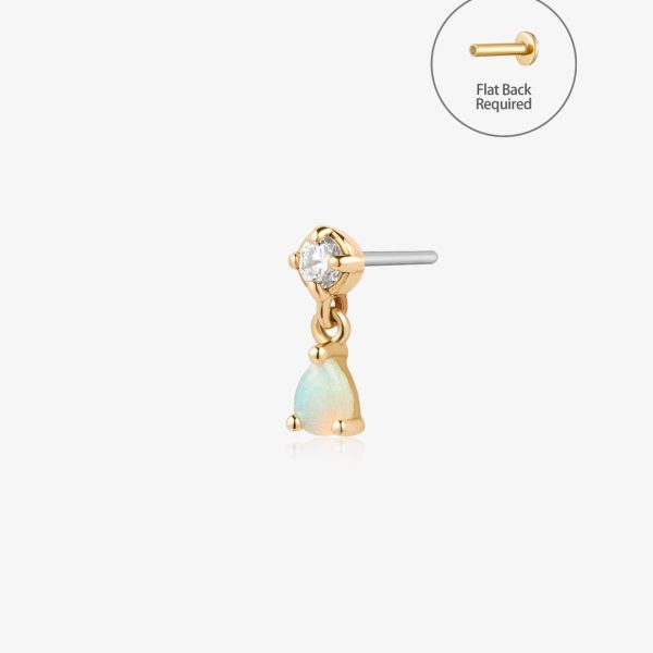 KAITLYN | Opal and Lab Grown Diamond Threadless Flatback Earring