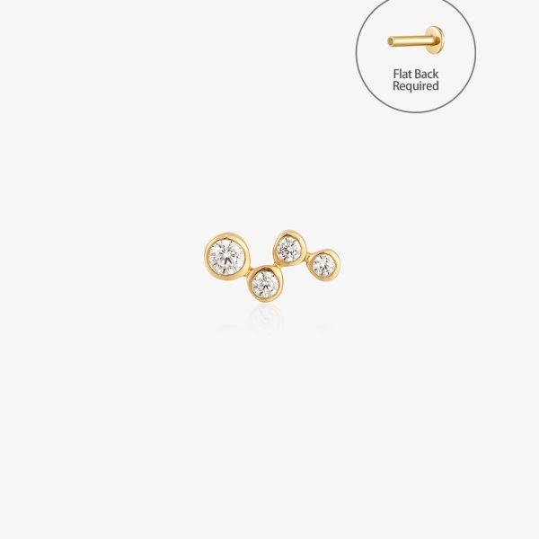 SALLY | Natural Diamond Small Wave Threadless Flatback Earring