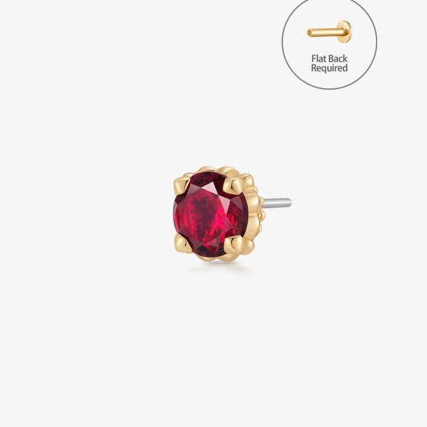 CHARLI | Lab Grown Ruby Threadless Flatback Earring