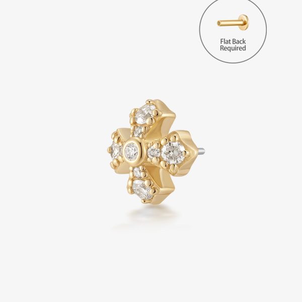 FOXY | Lab Grown Diamond Fancy Cross Threadless Flatback Earring