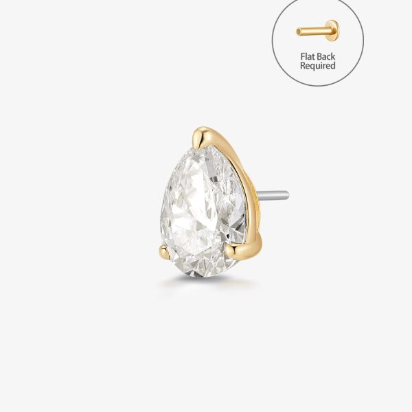 Pear Lab Grown Diamond Threadless Flatback Earring (0.75 ct. tw.)