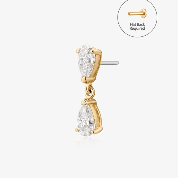 HERMIONE | Double Pear Lab Grown Diamond Threadless Flatback Earring