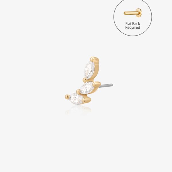 BRIAR | Triple Marquise Lab Grown Diamond Threadless Flatback Earring