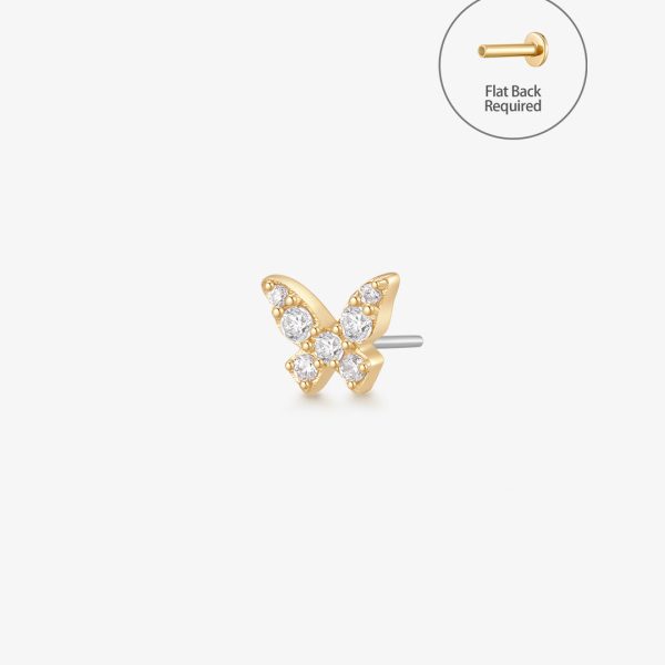BELLATRIX | Lab Grown Diamond Butterfly Threadless Flatback Earring