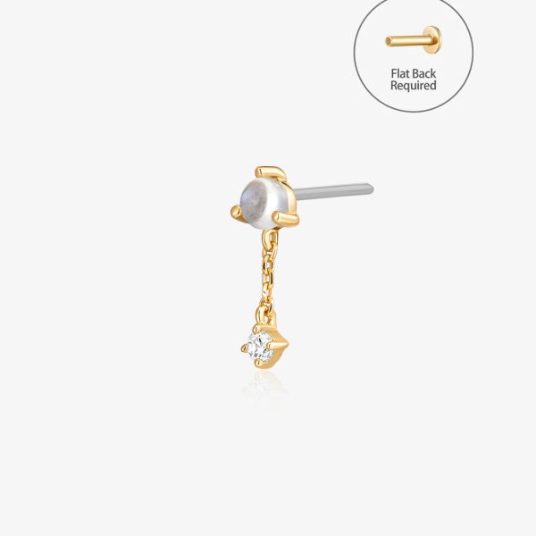 Moonstone & White Sapphire Dangle Threadless End