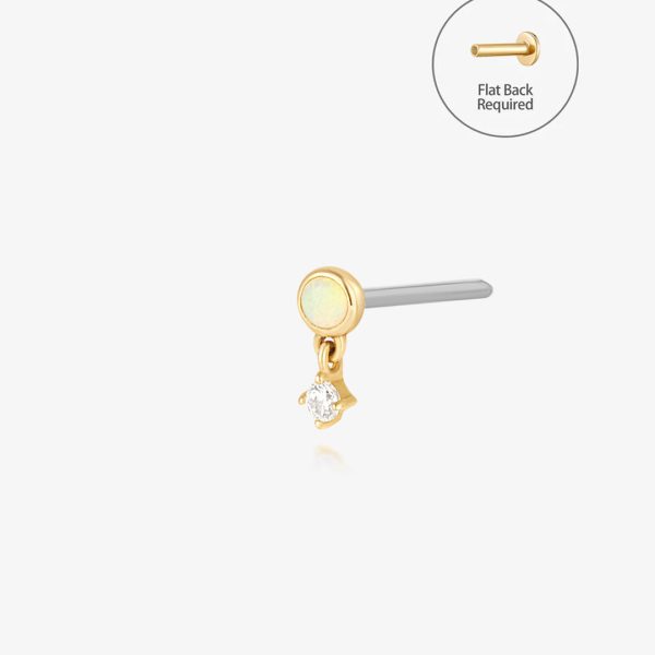 Bezel Opal & Diamond Dangle Threadless End