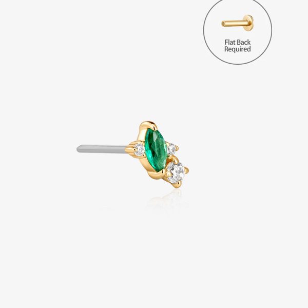 Lab Grown Emerald & Diamond Threadless End
