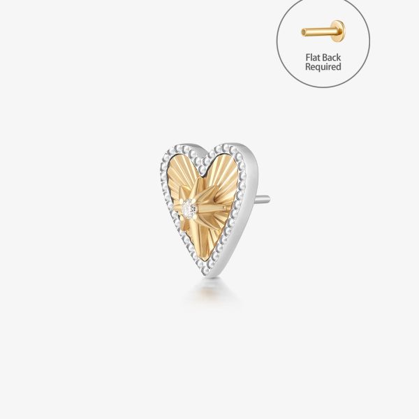 PETUNIA | Lab Grown Diamond Fluted Heart Threadless Flatback Earring
